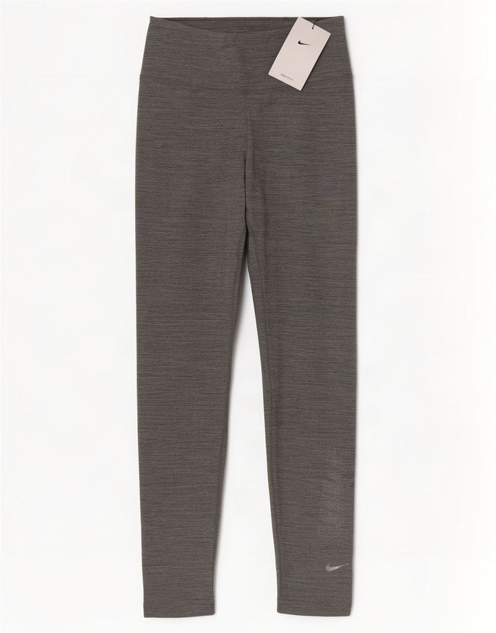 Leggings grafici Nike Dri Fit da donna UK 4 XS poliestere chiazzato grigio