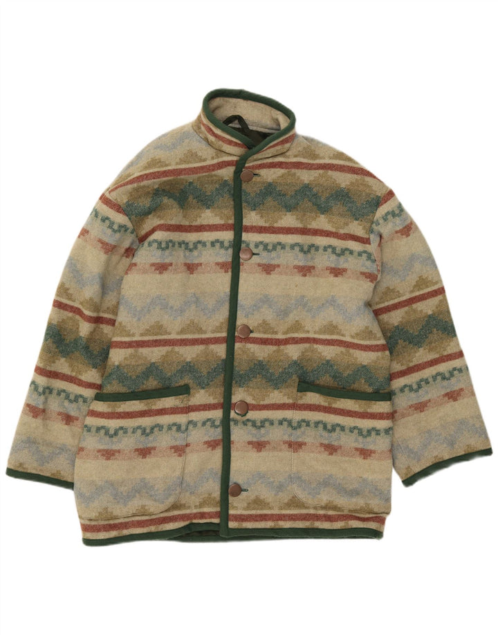 Cappotto vintage da uomo giacca a vento UK 38 verde medio geometrico