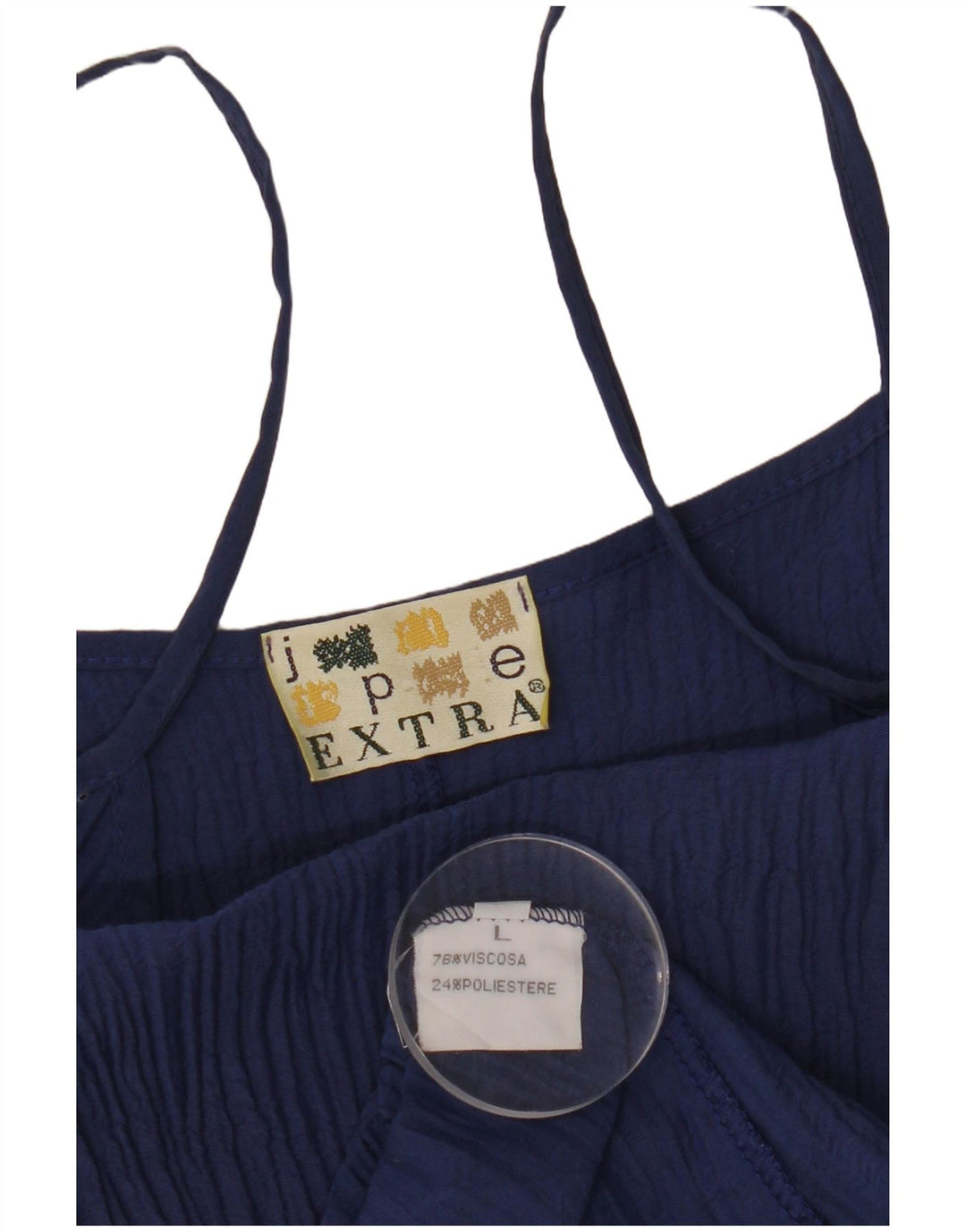 Abito sottoveste da donna VINTAGE UK 14 Large in viscosa blu navy