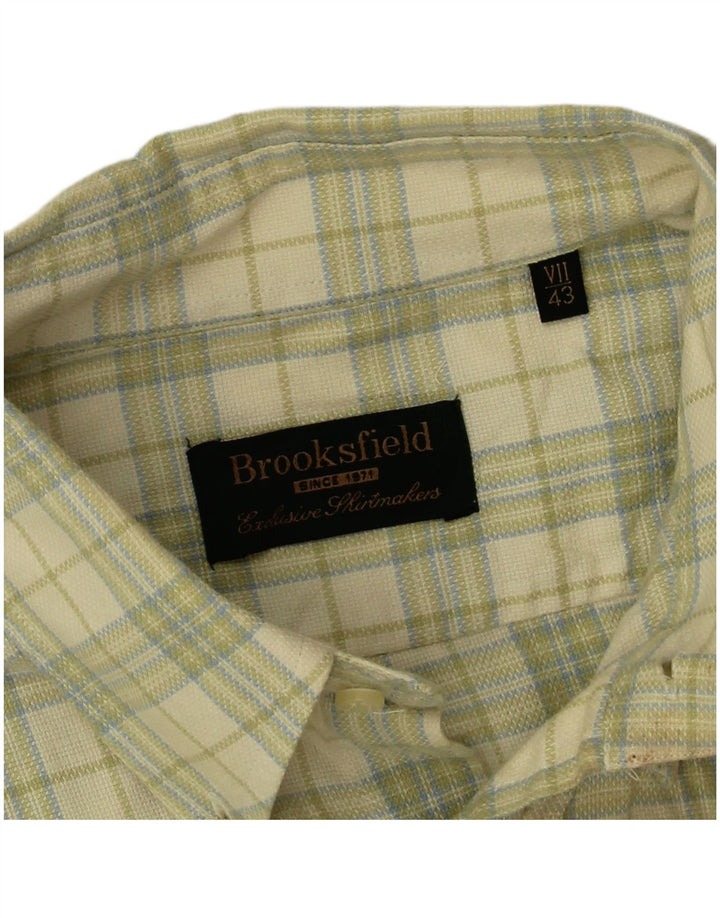 Camicia da uomo Brooksfield taglia 43 grande cotone a quadri verdi