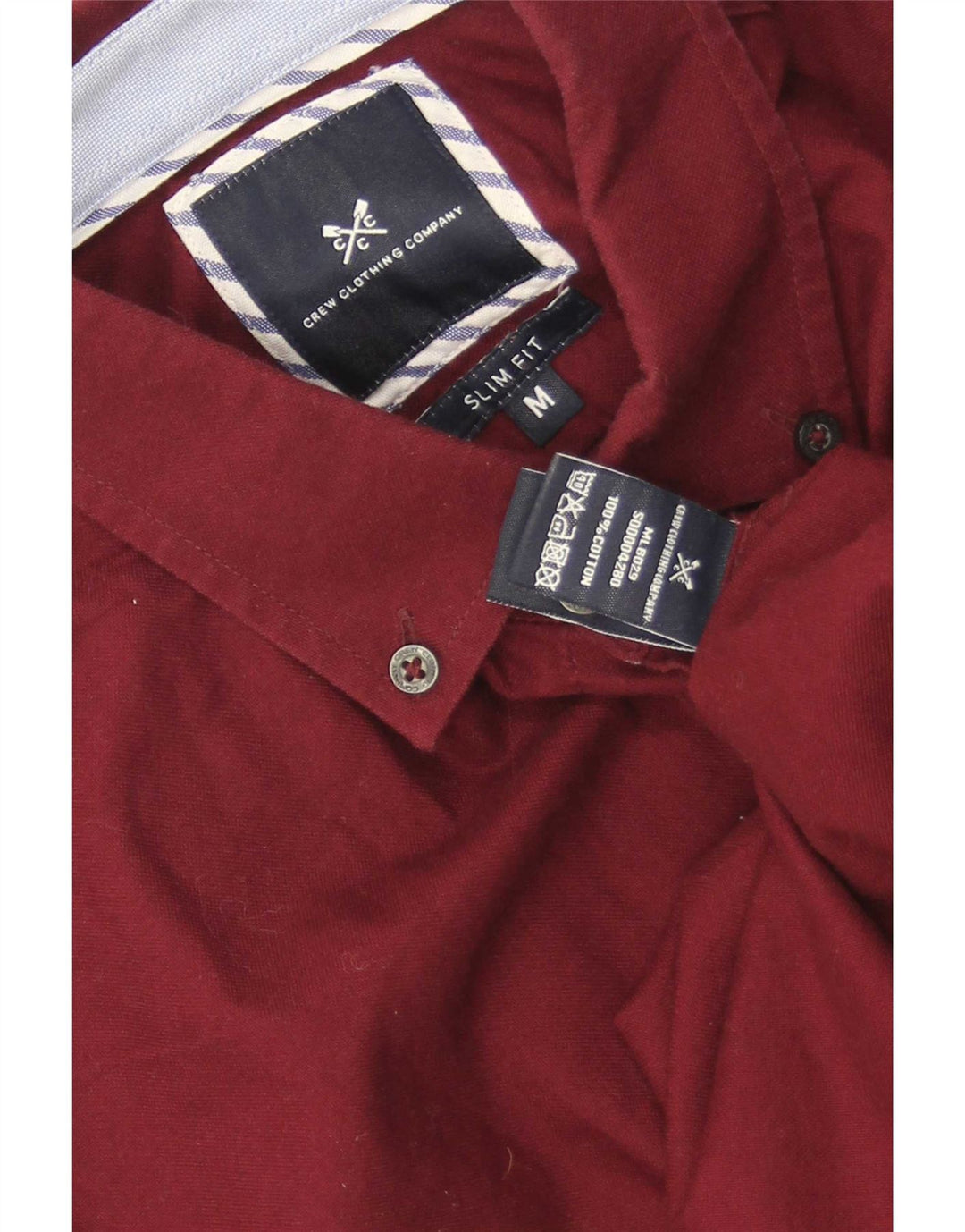 Crew Clothing Camicia slim fit da uomo in cotone bordeaux medio