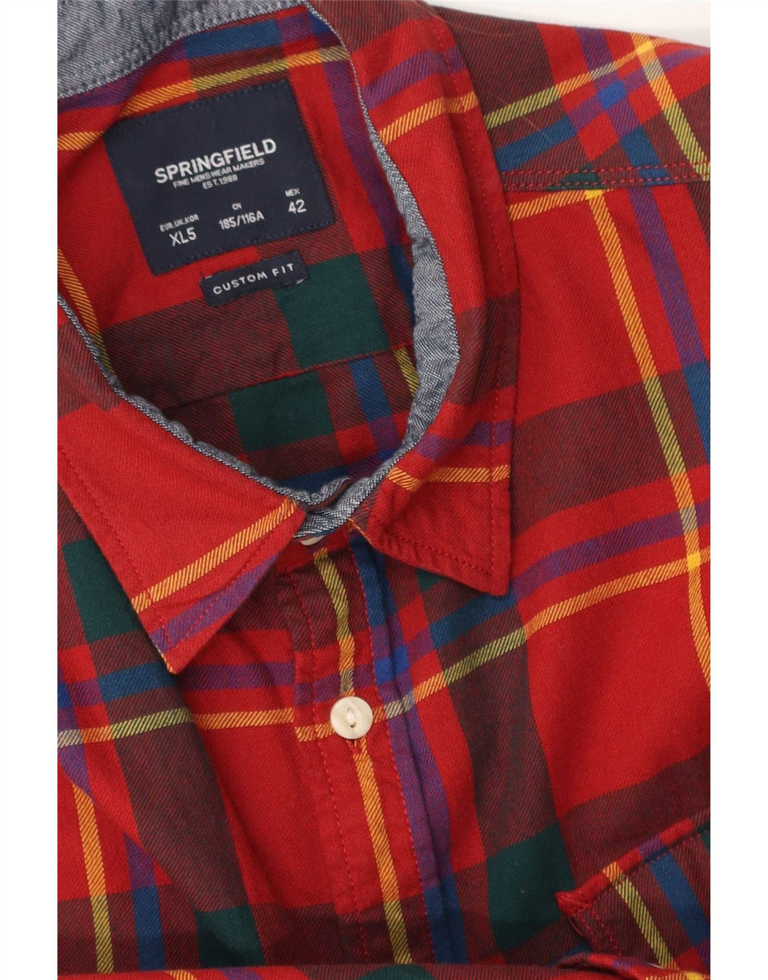 Camicia in flanella da uomo Springfield Custom Fit XL a quadri rossi