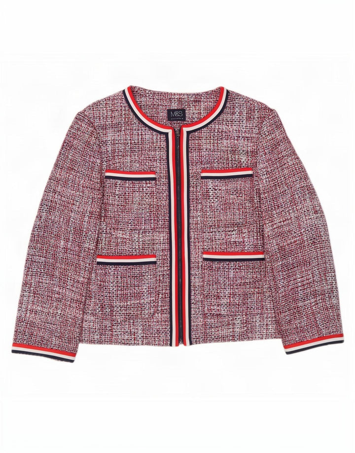 Giacca blazer corta da donna Marks & Spencer UK 12 cotone medio rosso screziato