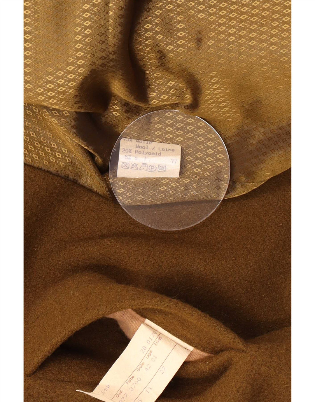 Giacca blazer a 2 bottoni Trachten vintage da donna EU 42 grande lana kaki