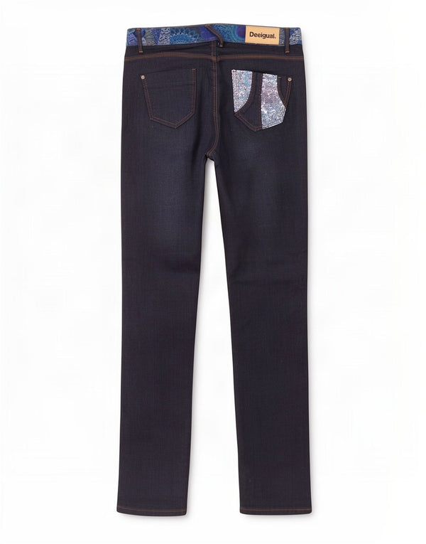 Desigual Womens Straight Jeans W34 L33 Navy Blue Cotton