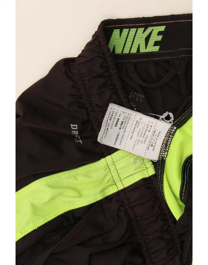 Pantaloncini sportivi Nike Dri Fit da uomo, grandi, in poliestere color block nero