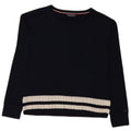 Tommy Hilfiger Donna Top Manica Lunga UK 10 Piccolo Blu Navy a Righe