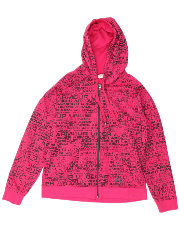 Felpa con cappuccio e zip grafica da donna UNDER ARMOUR UK 16 Large Pink Poliestere
