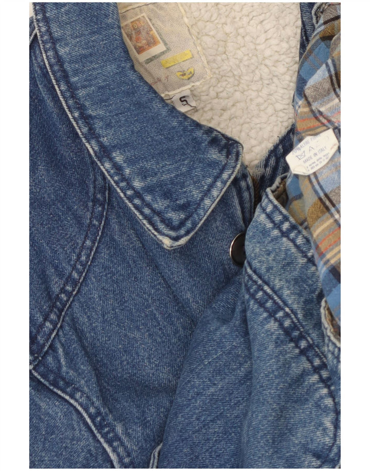 POP 84 Cappotto in denim sherpa da uomo UK 36 piccolo poliestere blu