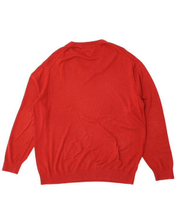 Maglione maglione con scollo a V da uomo Tommy Hilfiger 3XL cotone rosso