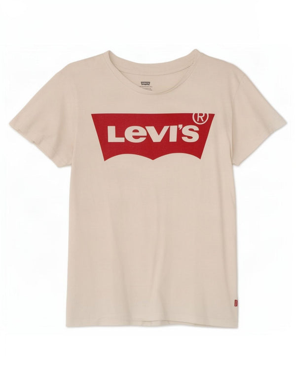 T-shirt grafica da donna Levi's Top UK 10 piccola in cotone bianco