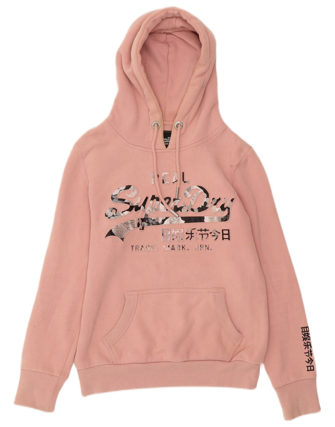 Maglione con cappuccio grafico da donna SUPERDRY UK 8 piccolo cotone rosa