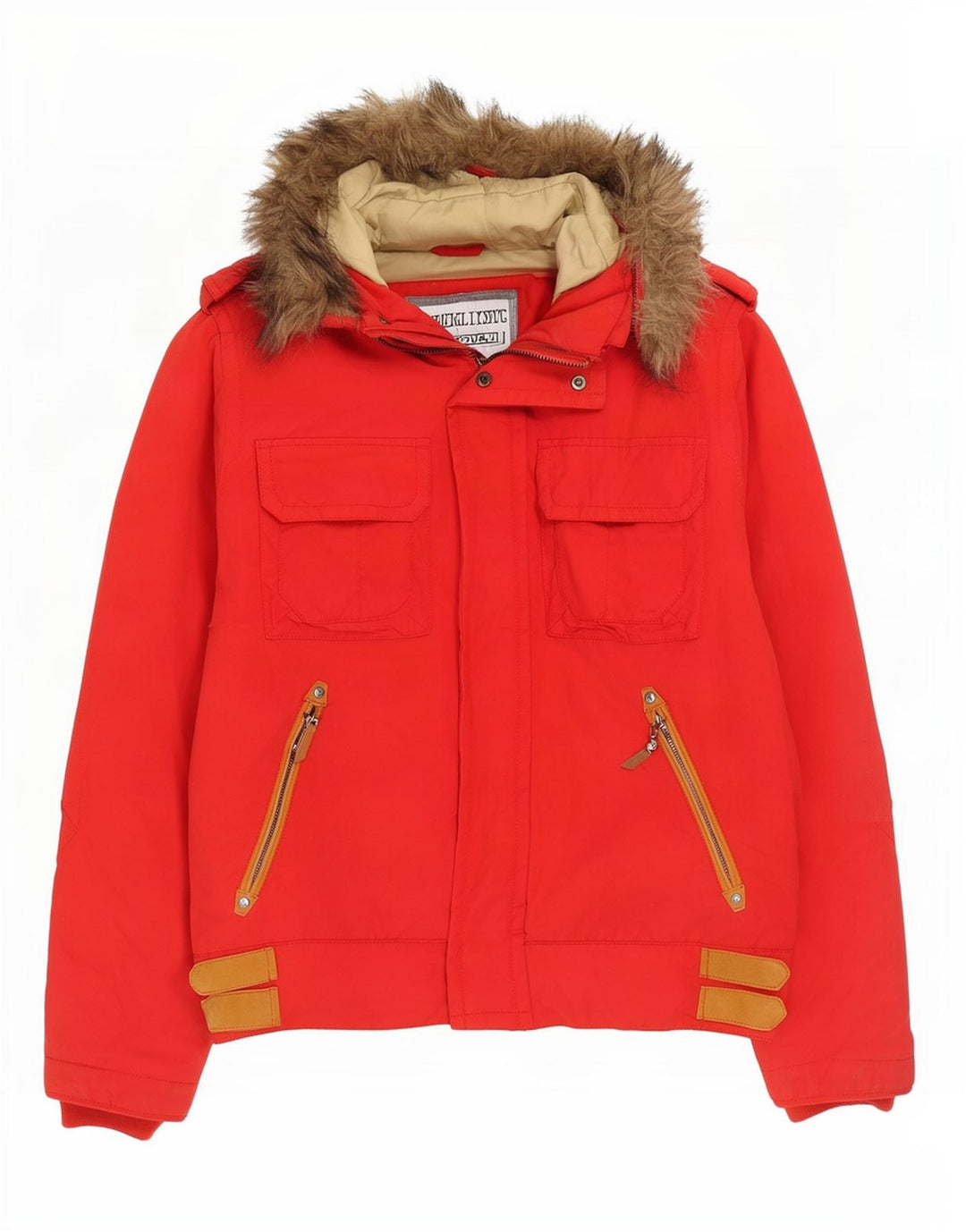 Giacca imbottita con cappuccio da uomo Playlife UK 40 grande cotone rosso