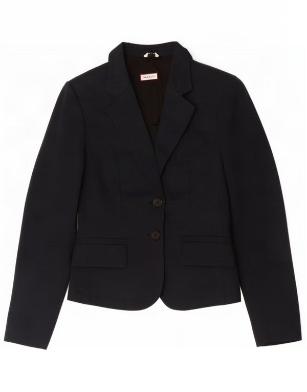 Max & Co. Giacca blazer a 2 bottoni da donna UK 10 piccola blu navy in cotone