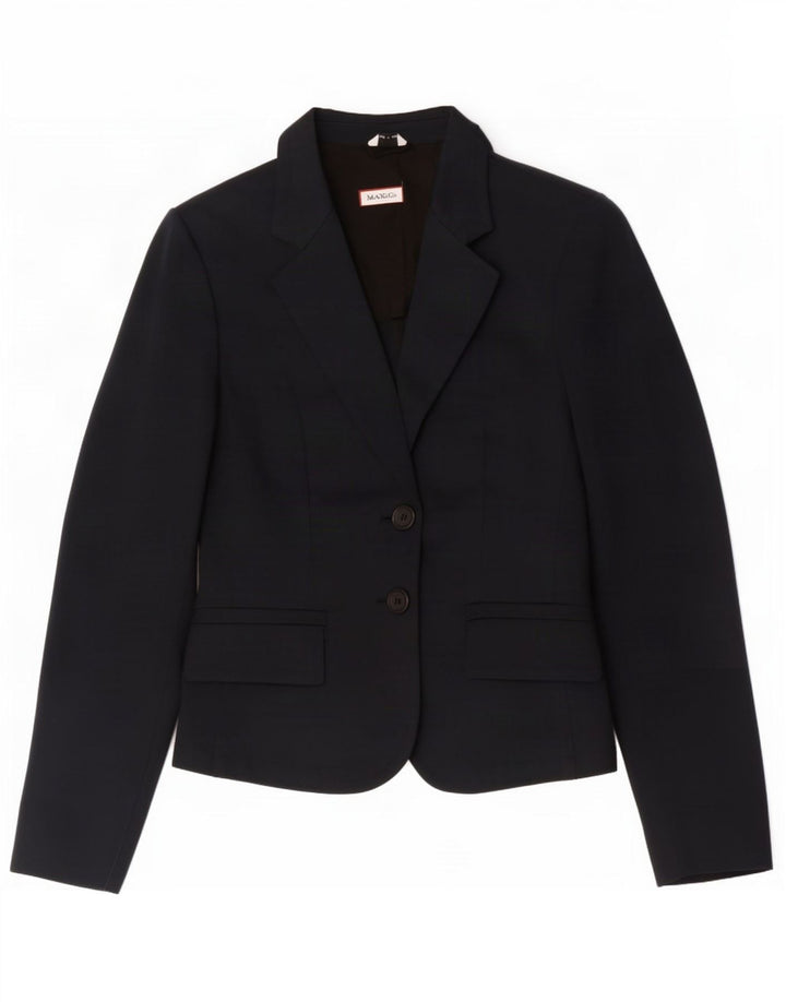 Max & Co. Giacca blazer a 2 bottoni da donna UK 10 piccola blu navy in cotone