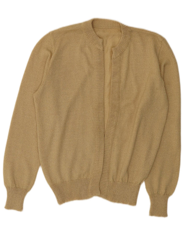 Maglione cardigan aperto da donna vintage UK 14 Beige medio