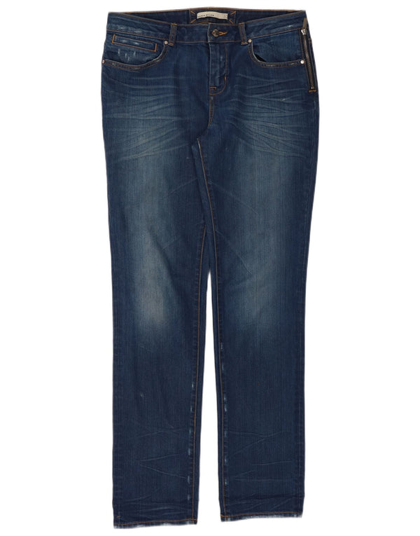 KAREN MILLEN Jeans dritti invecchiati da donna UK 12 Medio W32 L32 Blu