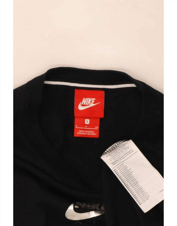 Nike Maglietta grafica da uomo a maniche lunghe piccola in cotone nero