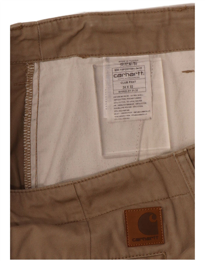 Pantaloni chino slim da uomo CARHARTT W34 L32 in cotone beige