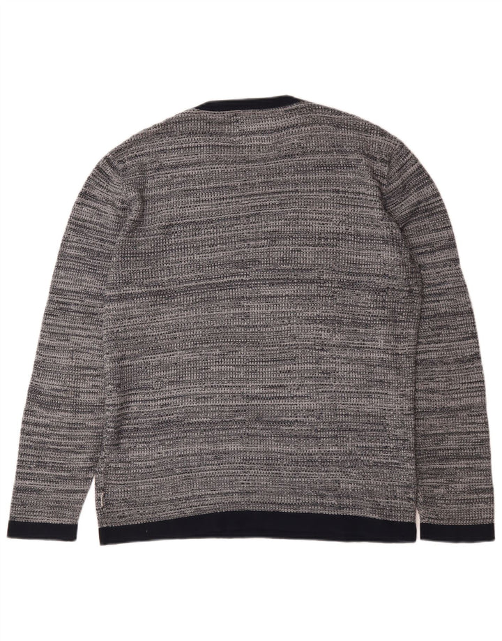 Maglione maglione girocollo da uomo Jack & Jones in cotone screziato grigio medio