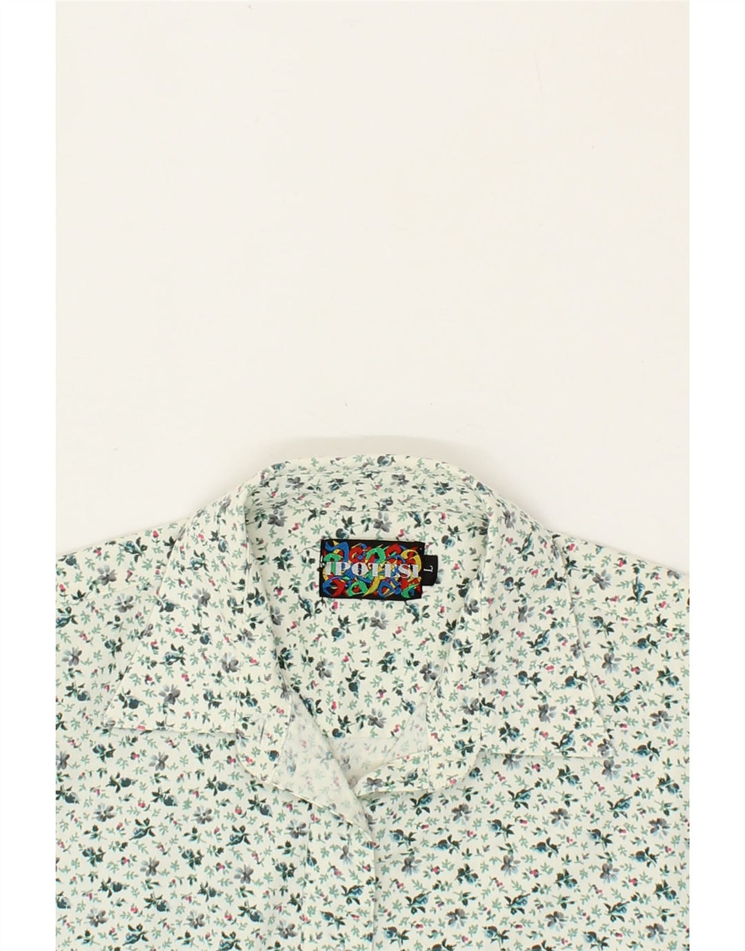 VINTAGE Womens Shirt UK 16 Large Green Floral Polyester Vintage Vintage and Second-Hand Vintage from Messina Hembry 