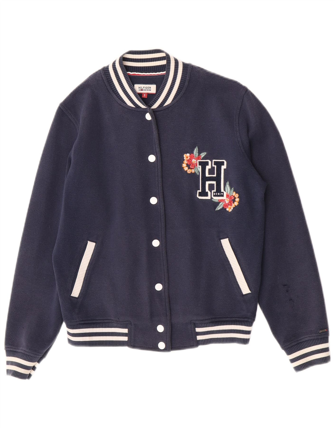 Giacca college oversize da donna Tommy Hilfiger UK 10 Small Blu Navy
