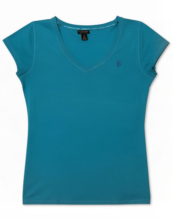 USA Polo Assn. T-shirt da donna Top UK 14 Blu medio Cotone