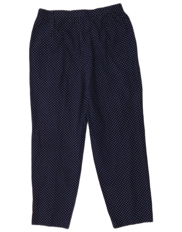 Pantaloni chino con pegged da donna Peter Hahn UK 18 XL W36 L29 Blu navy maculato
