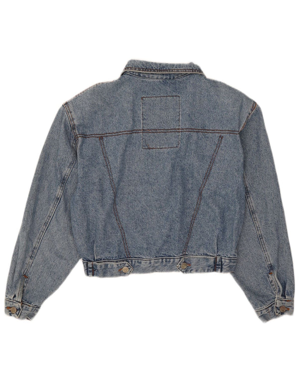 Giacca di jeans oversize corta da donna Squaw UK 10 piccola in cotone blu