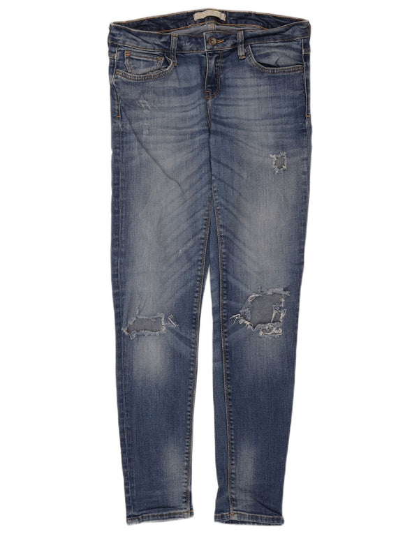Jeans skinny effetto invecchiato Zara da donna EU 38 Small W28 L29 Blu