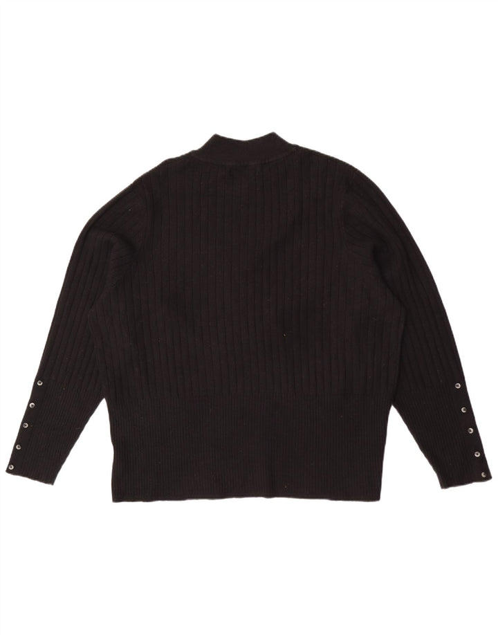 Maglione maglione a collo alto da donna Marks & Spencer UK 24 4XL viscosa nera