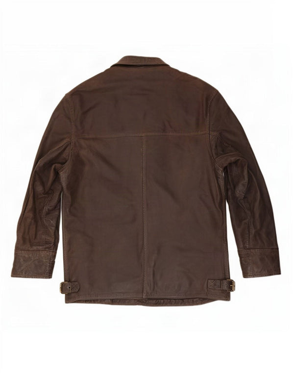 Giacca in pelle vintage da uomo UK 36 piccola marrone