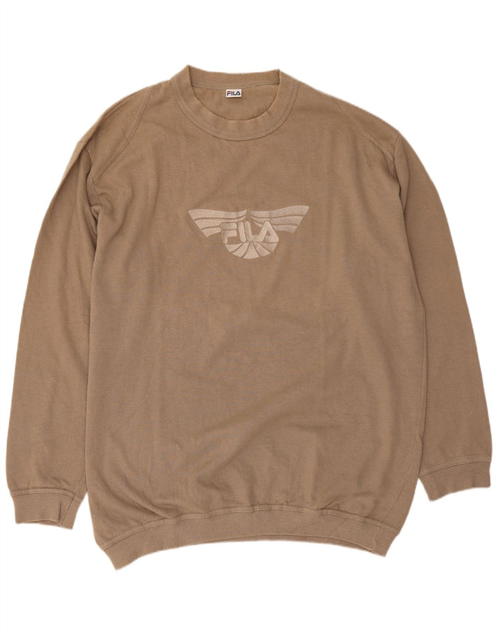 Fila Felpa grafica da uomo Maglione grande in cotone beige