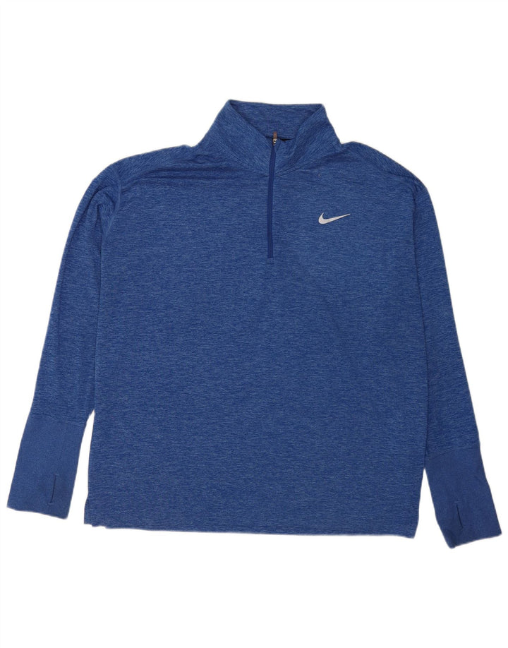Nike Maglia da running da uomo con zip e collo a maniche lunghe XL in poliestere chiazzato blu