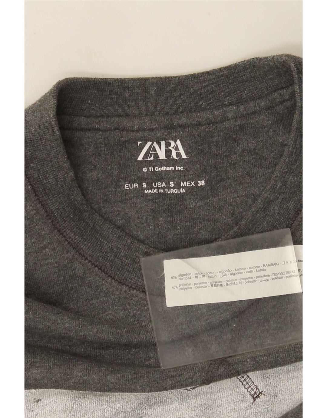 Felpa grafica da uomo Zara piccola in cotone grigio