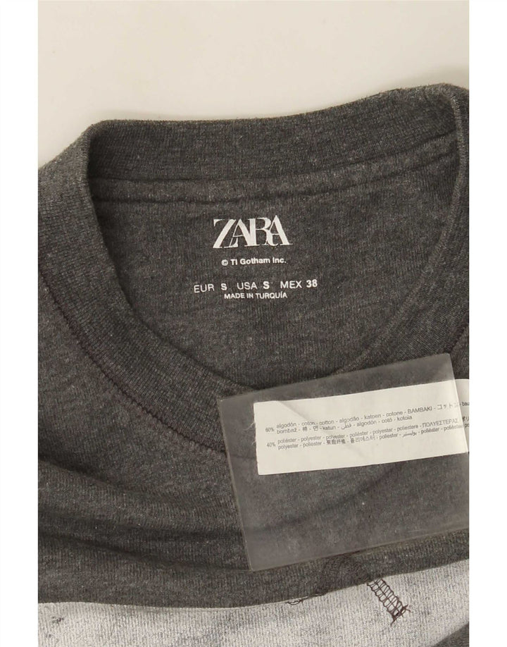 Felpa grafica da uomo Zara piccola in cotone grigio