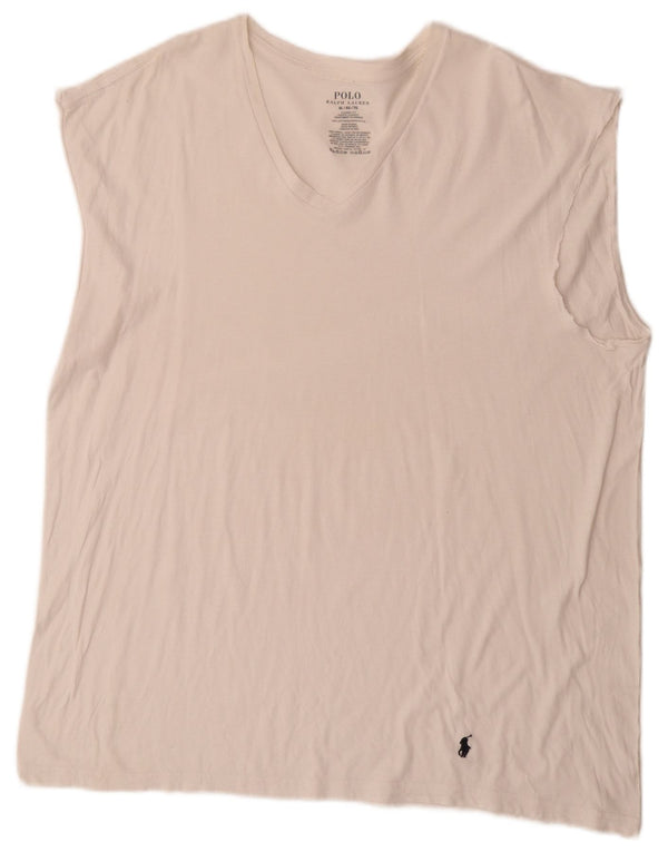Polo Ralph Lauren Canottiera da uomo XL in cotone bianco