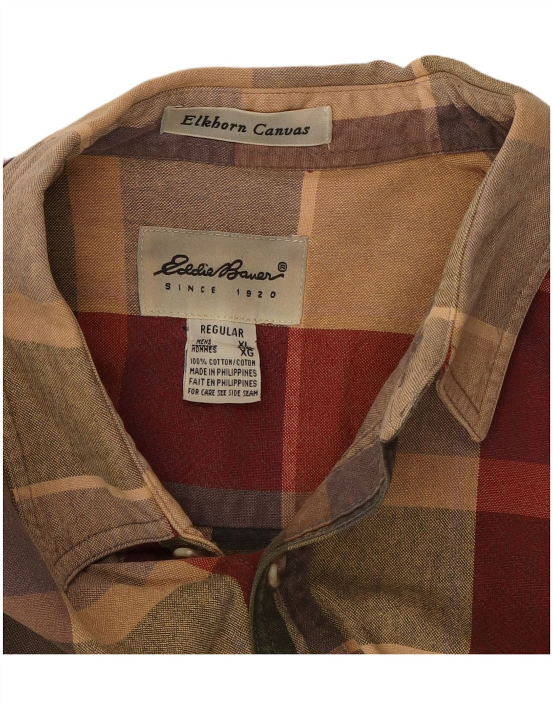 EDDIE BAUER Camicia da uomo vestibilità regolare XL in cotone a quadri multicolore