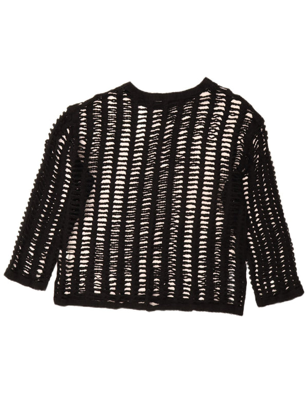 Top trasparente da donna all'uncinetto a maniche lunghe Zara UK 16 grande acrilico nero