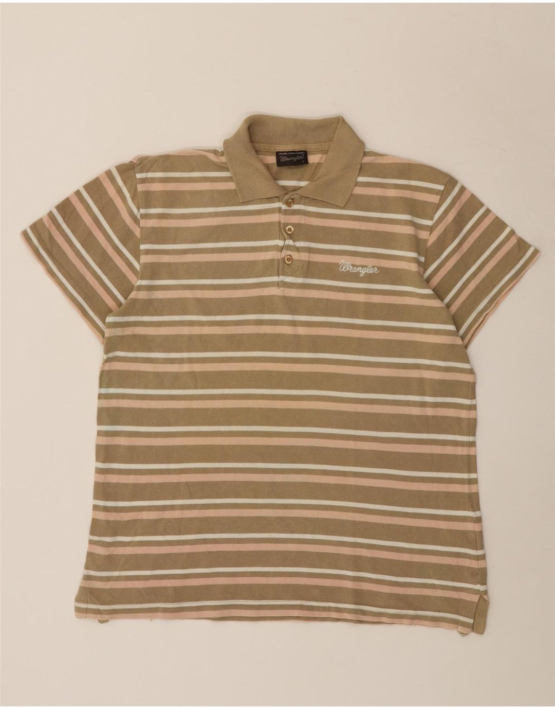 Polo da uomo Wrangler grande in cotone a righe kaki
