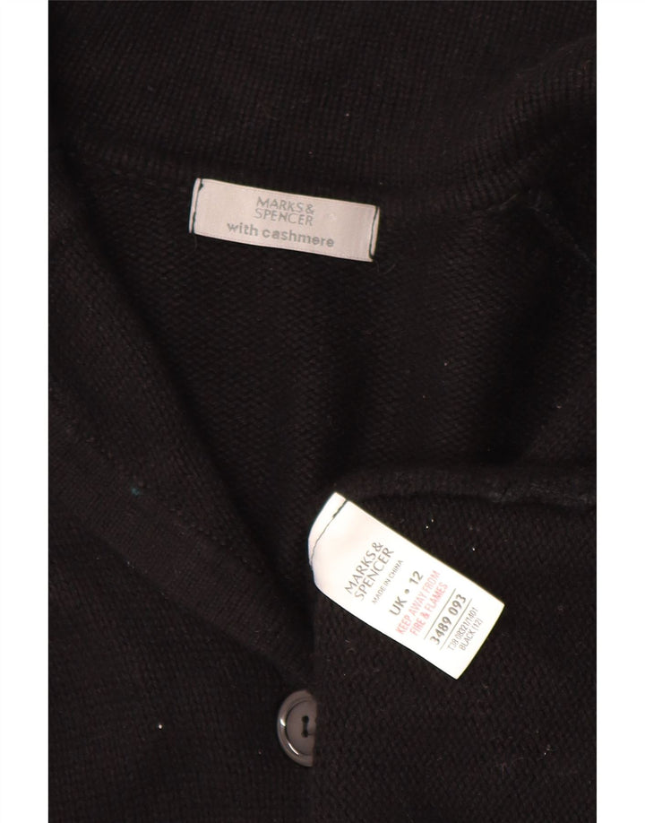 Maglione cardigan da donna Marks & Spencer UK 12 cotone nero medio