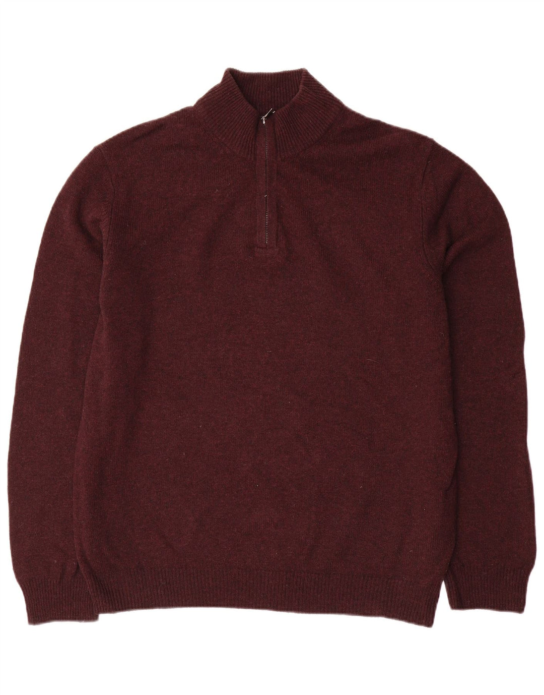 Maglione da uomo Marks & Spencer con zip e collo grande in lana bordeaux