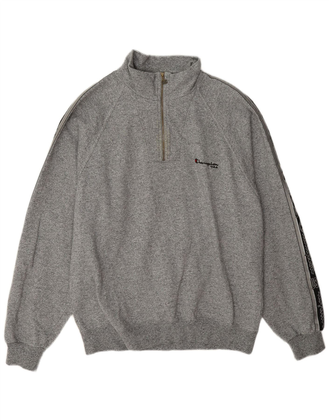 Felpa Champion da uomo con grafica con zip e collo, maglione grande, colore grigio