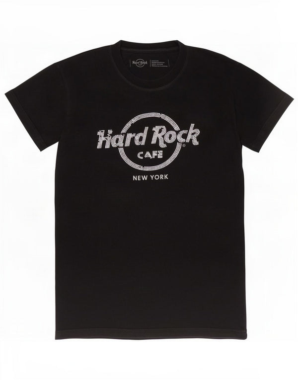 T-shirt grafica da donna Hard Rock Cafe New York UK 12 Medium Nero