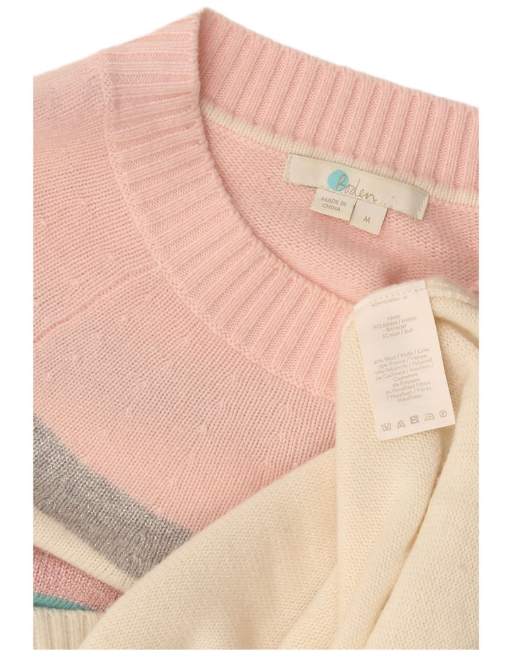 Maglione maglione da donna con scollo a barca Boden UK 14 a righe multicolori medie