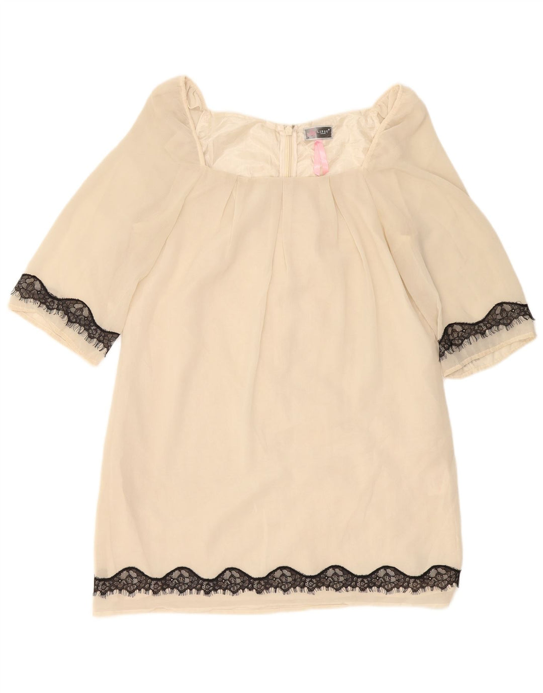 Abito a trapezio da donna Lipsy con maniche a 3/4 UK 14 Poliestere bianco sporco medio
