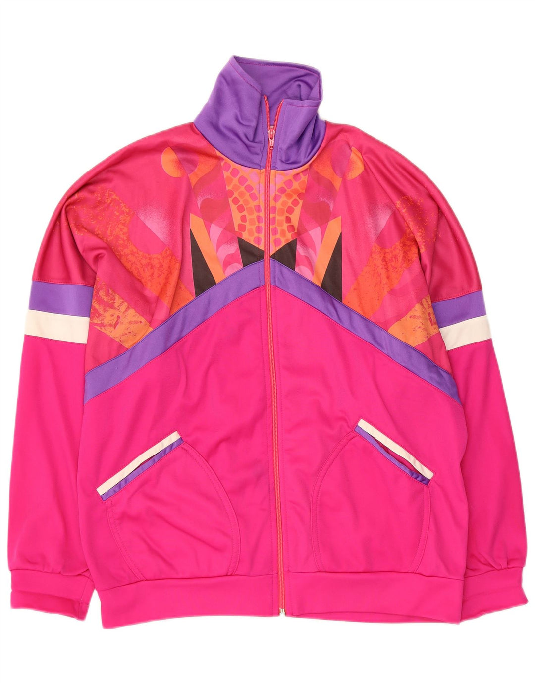 Giacca da tuta da uomo vintage UK 38 Poliestere color block rosa medio