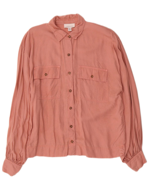 Camicia oversize da donna Topshop UK 10 Small Lyocell rosa