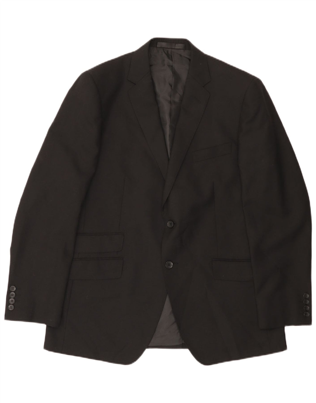 MARKS & SPENCER Giacca blazer da uomo a 2 bottoni UK 42 grande poliestere nero