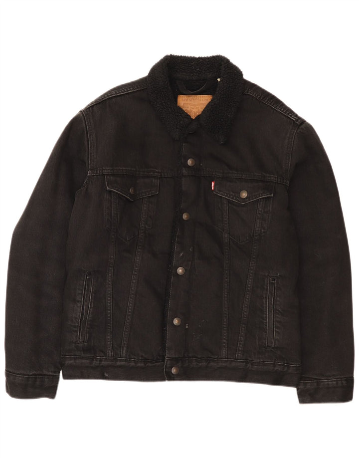 Giacca Levi's da uomo in denim sherpa UK 38 cotone nero medio